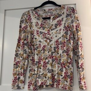 LOFT Red and Yellow Blouse Vibrant Top